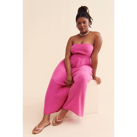 Anthropologie Bethany Berry Pink Jumpsuit Medium Anthro - Picture 1 of 11